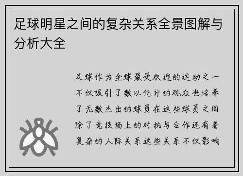 足球明星之间的复杂关系全景图解与分析大全